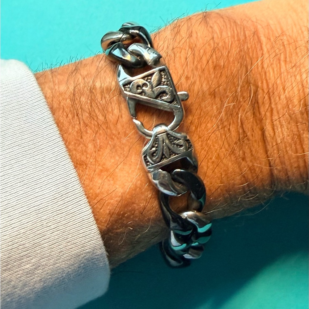 Shaquille O'Neal Cuban Link Silver Chain Bracelet